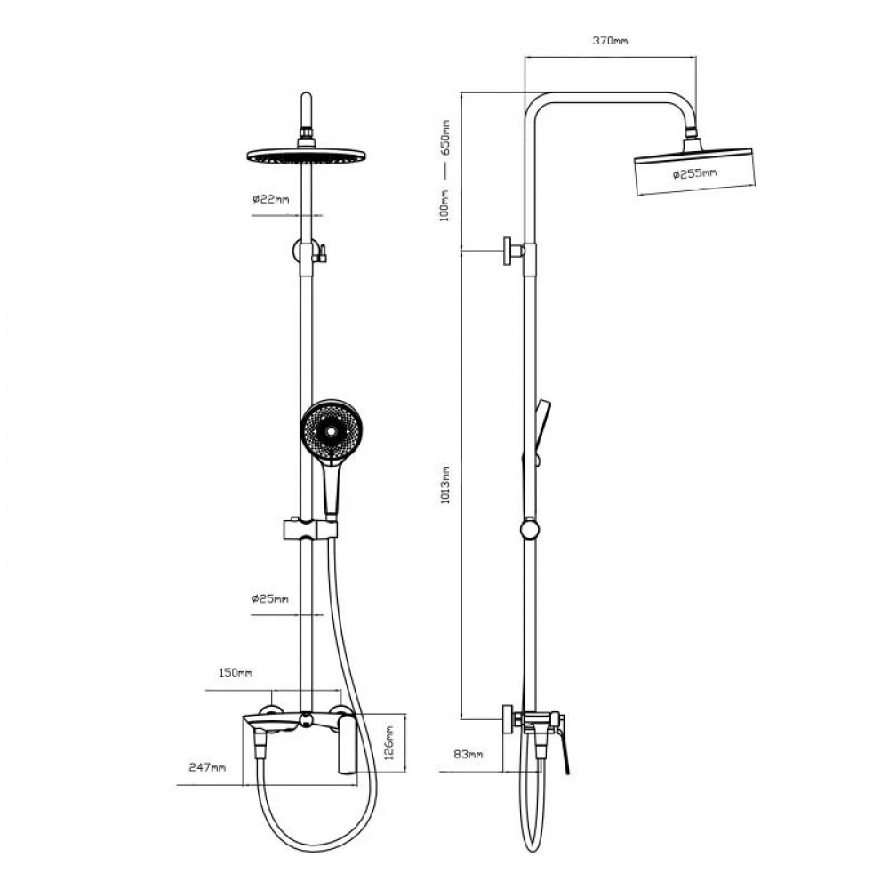 Душевая система универсальная Qtap Slavonice на три потребителя (с изливом) QTSLA111BLM45911 Black Matt SD00052035