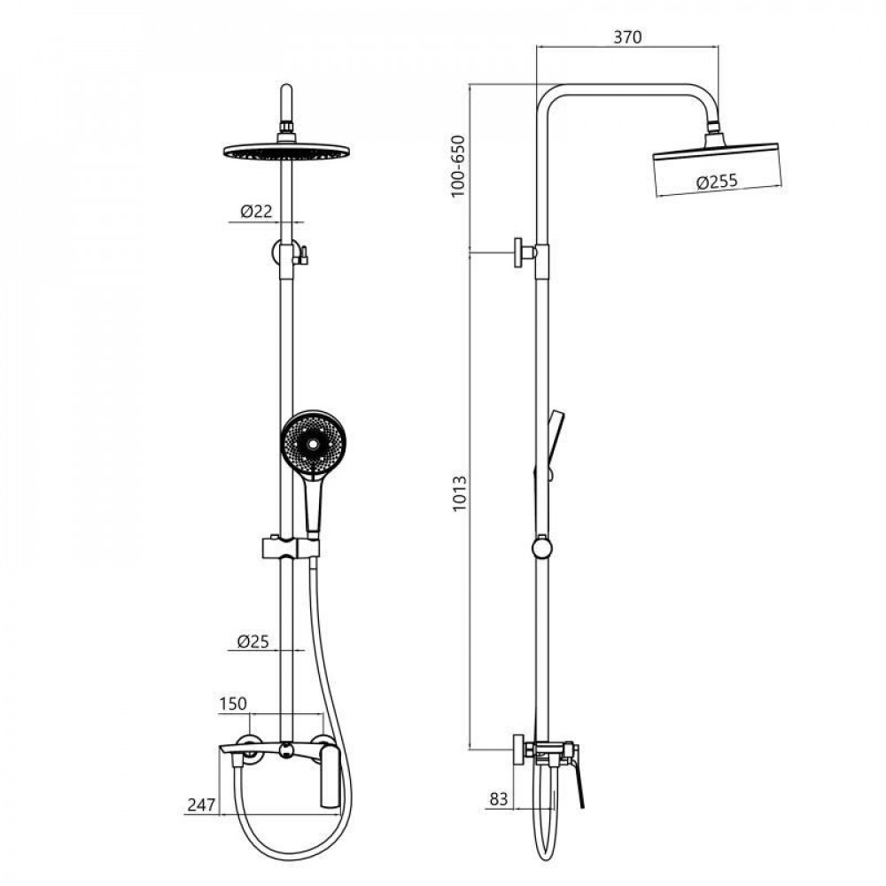 Душова система для душу Qtap Slavonice на два споживачі QTSLA110CRM45912 Chrome SD00052036