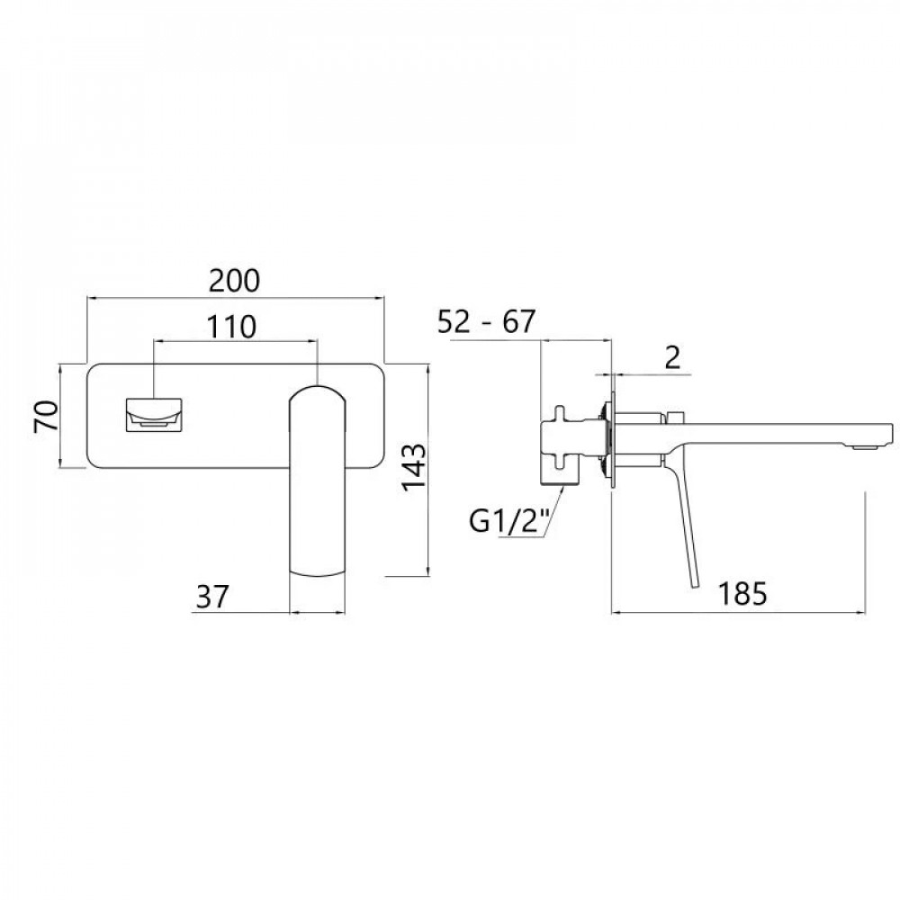 Змішувач для раковини Qtap Slavonice прихованого монтажу QTSLA273GMB45920 Gunmetal Black PVD SD00052044
