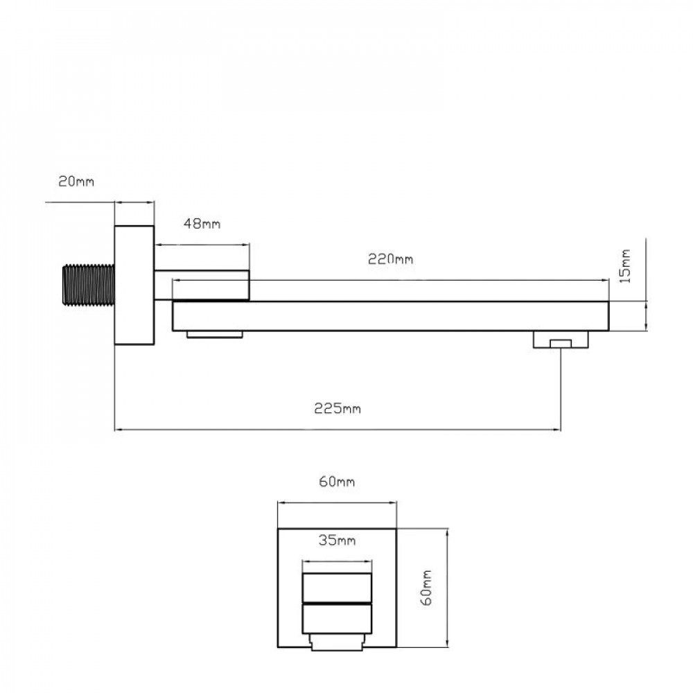 Вилив для систем прихованого монтажу Qtap Vytok 200 мм прямокутний QTVYT246BLM45937 Black Matt SD00052061