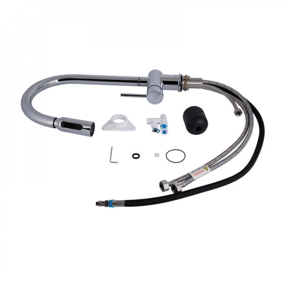 Смеситель для кухни Qtap Rozcesti с выдвижным изливом с подключением для питьевой воды QTROZ366CRM45938 Chrome SD00052062