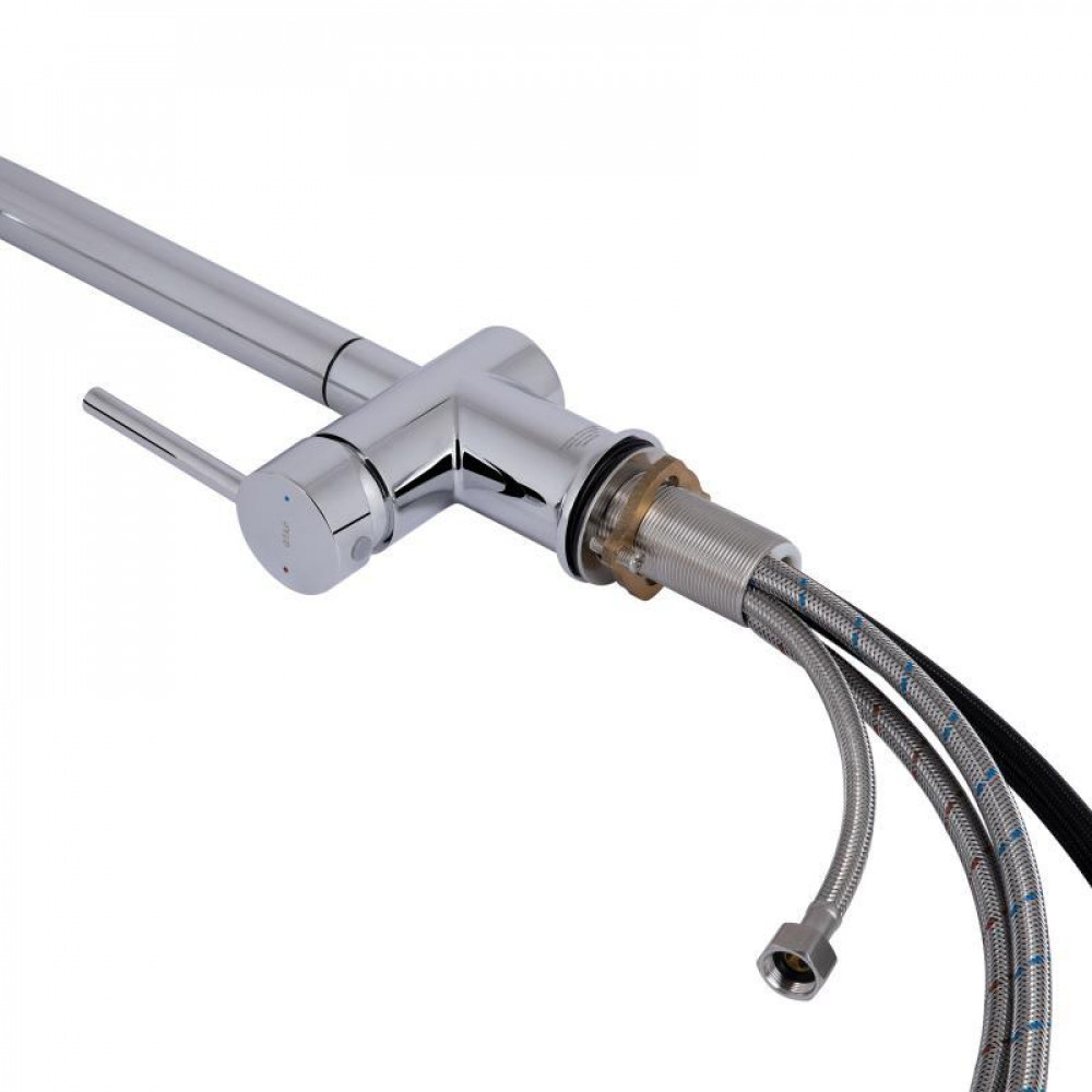 Смеситель для кухни Qtap Rozcesti с выдвижным изливом с подключением для питьевой воды QTROZ366CRM45938 Chrome SD00052062