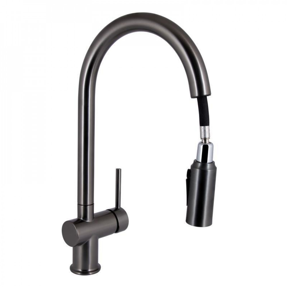 Змішувач для кухні Qtap Rozcesti з висувним виливом з підключенням для питної води QTROZ366GMB45939 Gunmetal SD00052063