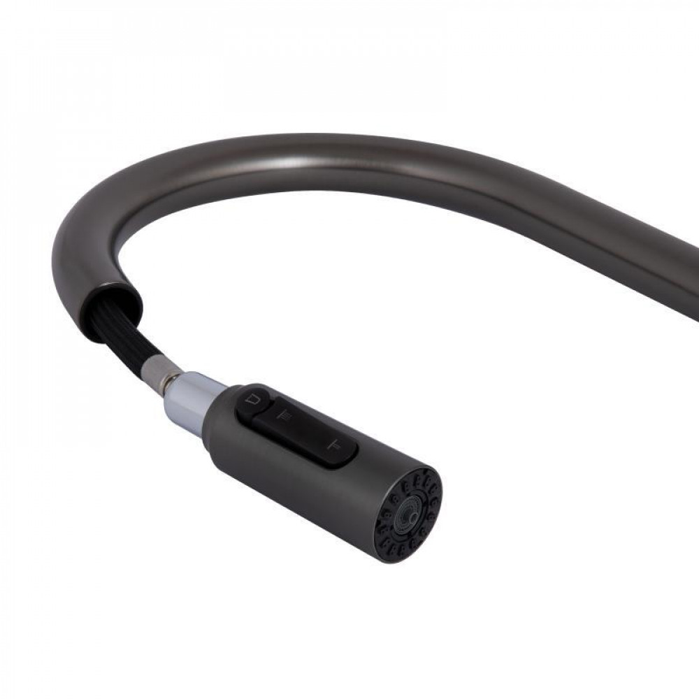 Змішувач для кухні Qtap Rozcesti з висувним виливом з підключенням для питної води QTROZ366GMB45939 Gunmetal SD00052063