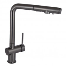Змішувач для кухні Qtap Rozcesti з висувним виливом з підключенням для питної води QTROZ367GMB45942 Gunmetal