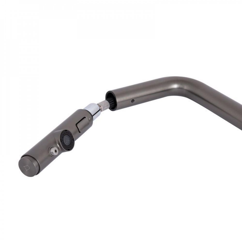 Змішувач для кухні Qtap Rozcesti з висувним виливом з підключенням для питної води QTROZ367GMB45942 Gunmetal SD00052066