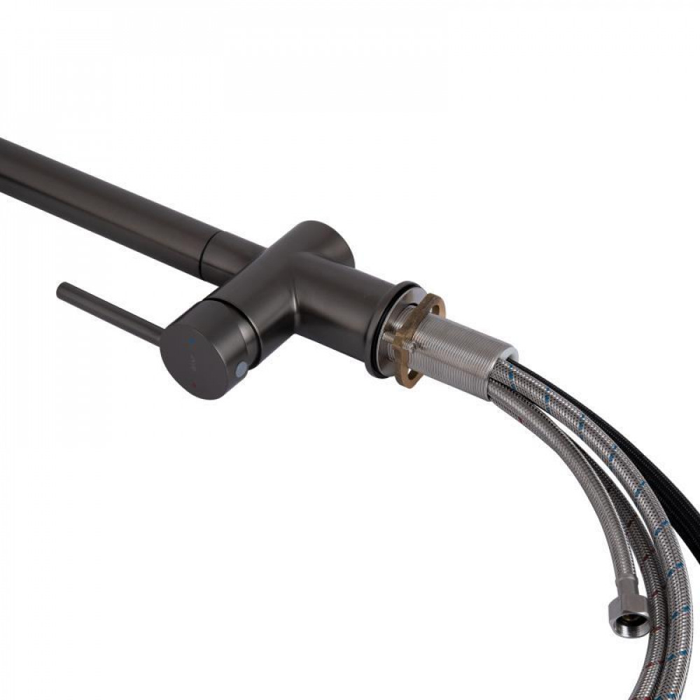 Змішувач для кухні Qtap Rozcesti з висувним виливом з підключенням для питної води QTROZ367GMB45942 Gunmetal SD00052066