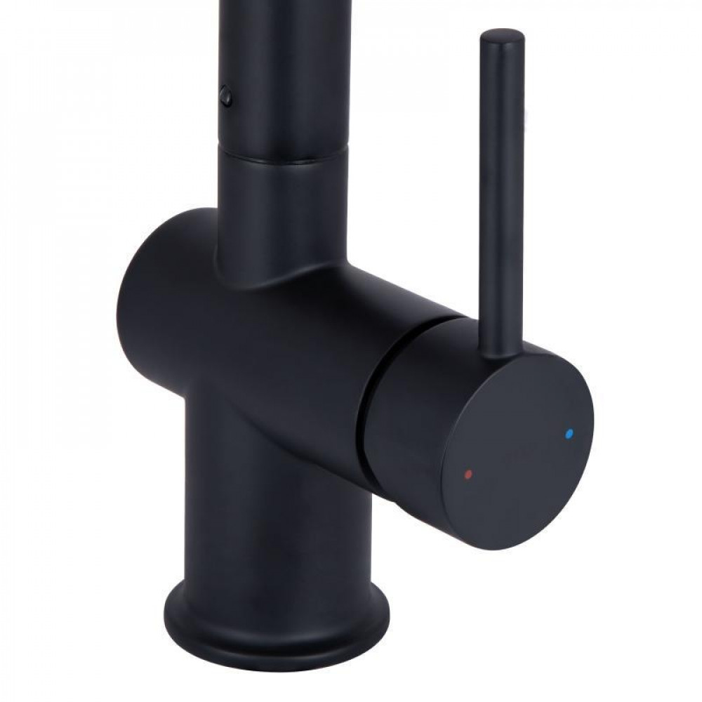 Смеситель для кухни Qtap Rozcesti с выдвижным изливом с подключением для питьевой воды QTROZ367BLM45943 Black Matt SD00052067