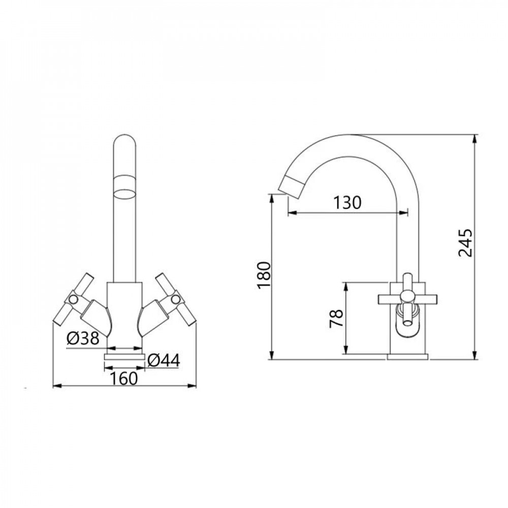 Змішувач для кухні Lidz Wind 161F двохвентильний LDWIN161FNKS46098 Nickel SD00052222