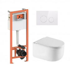 Готове рішення Qtap для ванної кімнати: підвісний унітаз Taurus Ultra Quiet 490x360x380 + комплект інсталяції Nest 4 в 1 (кругла