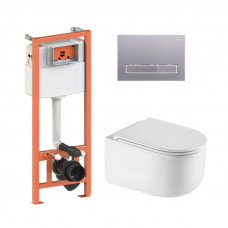 Готове рішення Qtap для ванної кімнати: підвісний унітаз Taurus Ultra Quiet 490x360x380 + комплект інсталяції Nest 4 в 1 (лінійна
