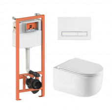Готове рішення Qtap для ванної кімнати: підвісний унітаз Taurus Ultra Quiet 490x360x380 + комплект інсталяції Nest 4 в 1 (лінійна