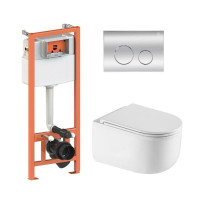 Готове рішення Qtap для ванної кімнати: підвісний унітаз Taurus + комплект інсталяції Nest 4 в 1 (кругла