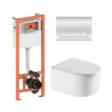Готове рішення Qtap для ванної кімнати: підвісний унітаз Taurus Ultra Quiet 490x360x380 + комплект інсталяції Nest 4 в 1 (лінійна