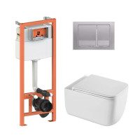 Готове рішення Qtap для ванної кімнати: підвісний унітаз Gemini Ultra Quiet 530х365х373 + комплект інсталяції Nest 4 в 1