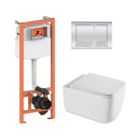 Готове рішення Qtap для ванної кімнати: підвісний унітаз Gemini Ultra Quiet 530х365х373 + комплект інсталяції Nest 4 в 1