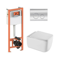 Готове рішення Qtap для ванної кімнати: підвісний унітаз Gemini Ultra Quiet 530х365х373 + комплект інсталяції Nest 4 в 1 (кругла