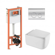 Готове рішення Qtap для ванної кімнати: підвісний унітаз Gemini + комплект інсталяції Nest 4 в 1 (кругла