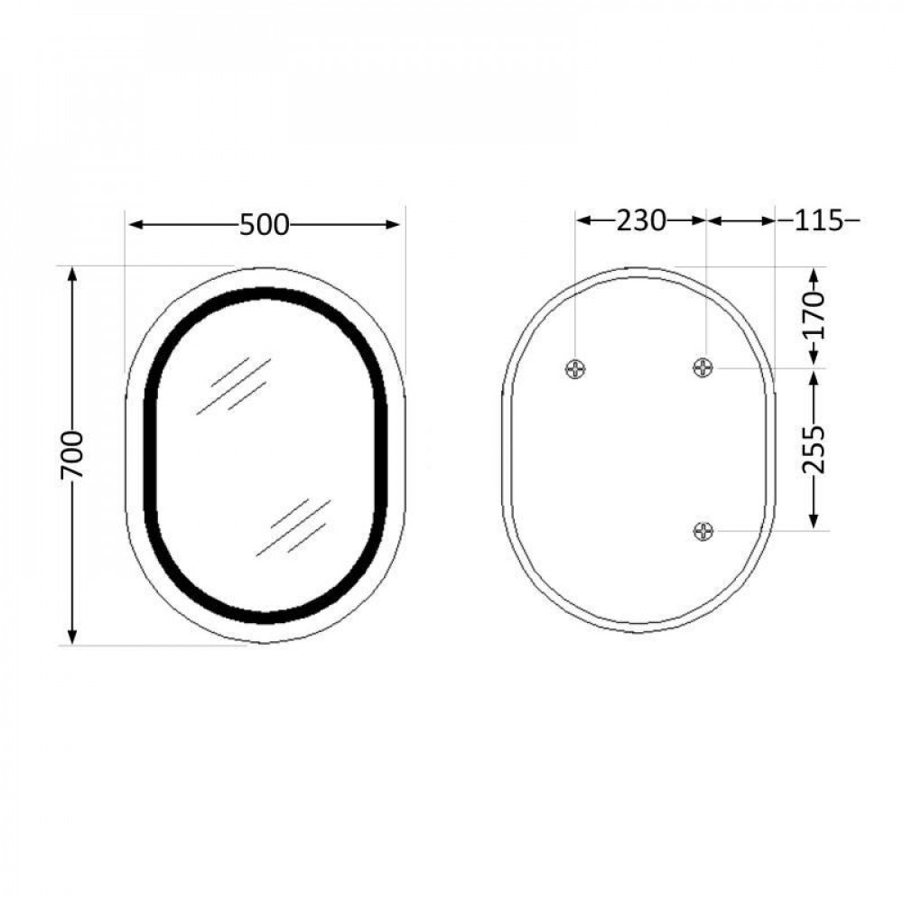 Дзеркало Qtap Gemini 500х700 з LED-підсвічуванням Touch, з антизапотіванням, з димером, рег. темп. кольору (3000-6500K) Reverse SD00052316