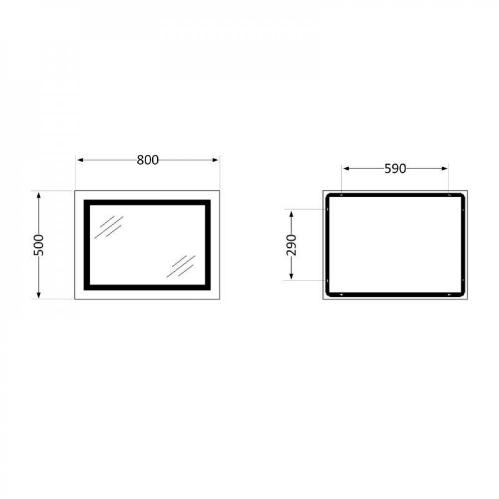 Дзеркало Qtap Cardinal (CA1) 800х500 з LED-підсвічуванням Touch, з антизапотіванням, з димером, рег. темп. кольору (3000-6500K) SD00052322