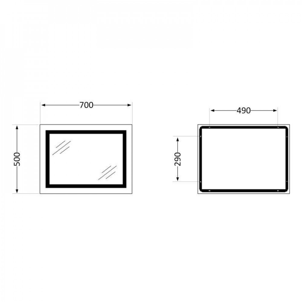 Дзеркало Qtap Cardinal (CA1) 700х500 з LED-підсвічуванням Touch, з антизапотіванням, з димером, рег. темп. кольору (3000-6500K) SD00052323
