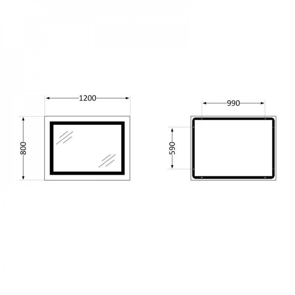 Дзеркало Qtap Cardinal 1200х800 з LED-підсвічуванням Touch, з антизапотіванням, з димером, рег. темп. кольору (3000-6500K) SD00052328