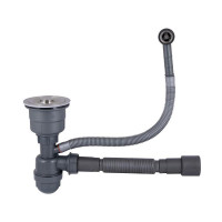 Сифон для кухонної мийки Lidz LK17, випуск 115 мм, колбовий з круглим переливом (выход гофра 40/50мм)