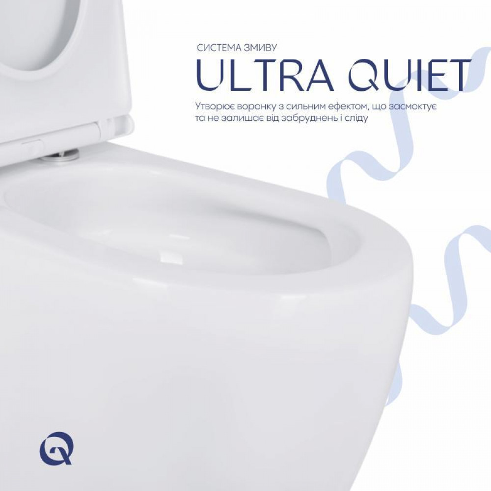 Унітаз підлоговий Qtap Robin New Ultra Quiet безобідковий з сидінням Soft-close WHITE QT13226083AW SD00052565