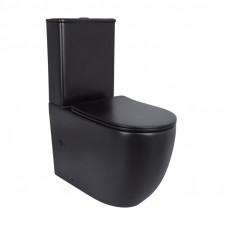 Унітаз підлоговий Qtap Robin Ultra Quiet безобідковий з сидінням Soft-close MATT BLACK QT13226083AMB