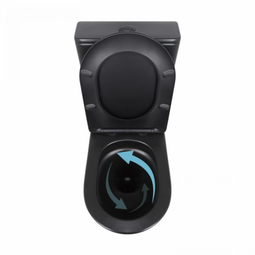 Унітаз підлоговий Qtap Robin Ultra Quiet безобідковий з сидінням Soft-close MATT BLACK QT13226083AMB SD00052566