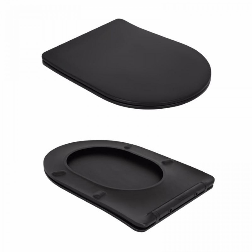 Унітаз підлоговий Qtap Robin Ultra Quiet безобідковий з сидінням Soft-close MATT BLACK QT13226083AMB SD00052566