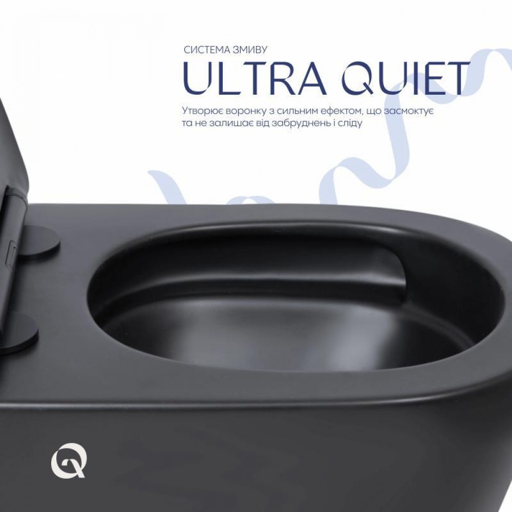 Унітаз підвісний Qtap Scorpio Ultra Quiet безобідковий з сидінням Soft-close MATT BLACK QT14332380AMB SD00052569