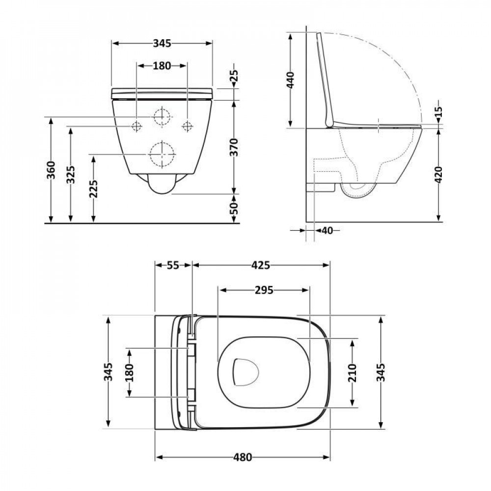 Унітаз підвісний Qtap Tern New Ultra Quiet безобідковий з сидінням Soft-close MATT BLACK QT17332303ASMB SD00052572