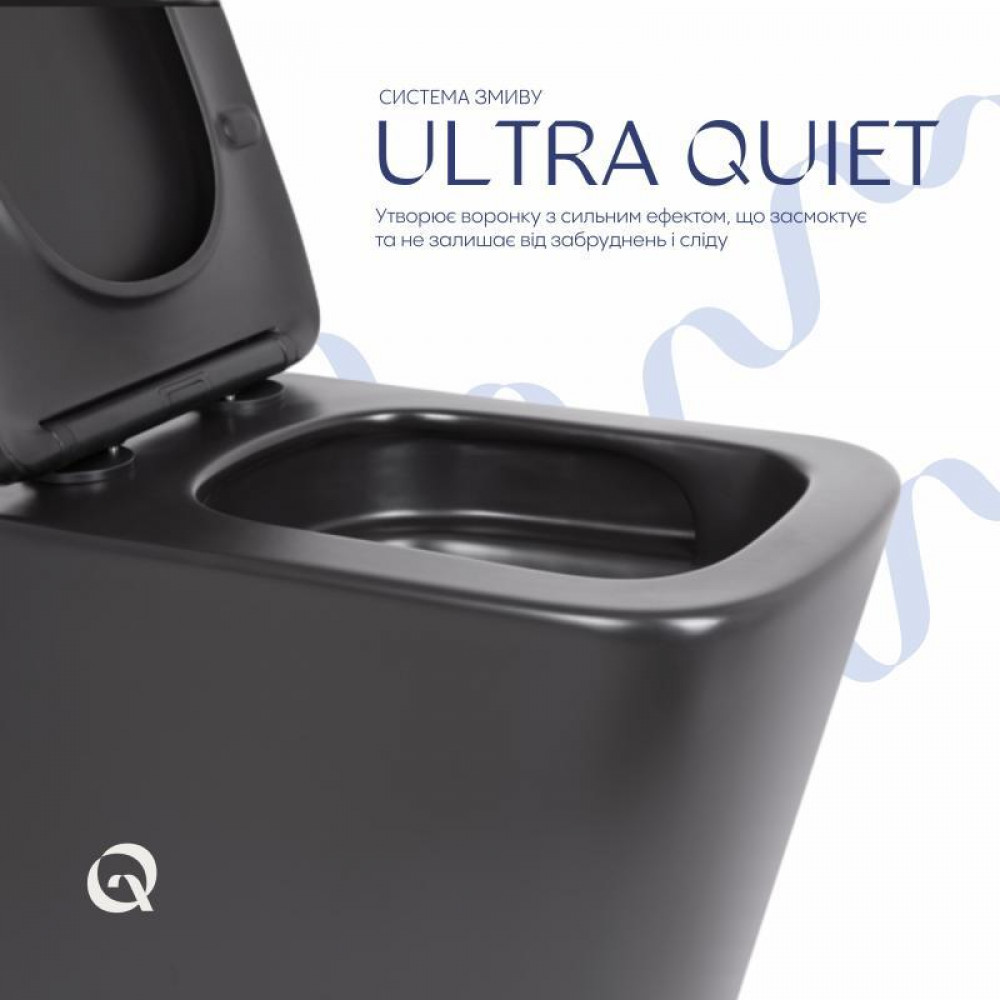 Унітаз підвісний Qtap Tern New Ultra Quiet безобідковий з сидінням Soft-close MATT BLACK QT17332303ASMB SD00052572