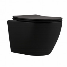 Унітаз підвісний Qtap Robin New Ultra Quiet безобідковий з сидінням Soft-close MATT BLACK QT13332381АSMB