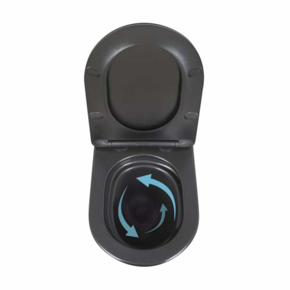 Унітаз підвісний Qtap Robin New Ultra Quiet безобідковий з сидінням Soft-close MATT BLACK QT13332381АSMB SD00052574