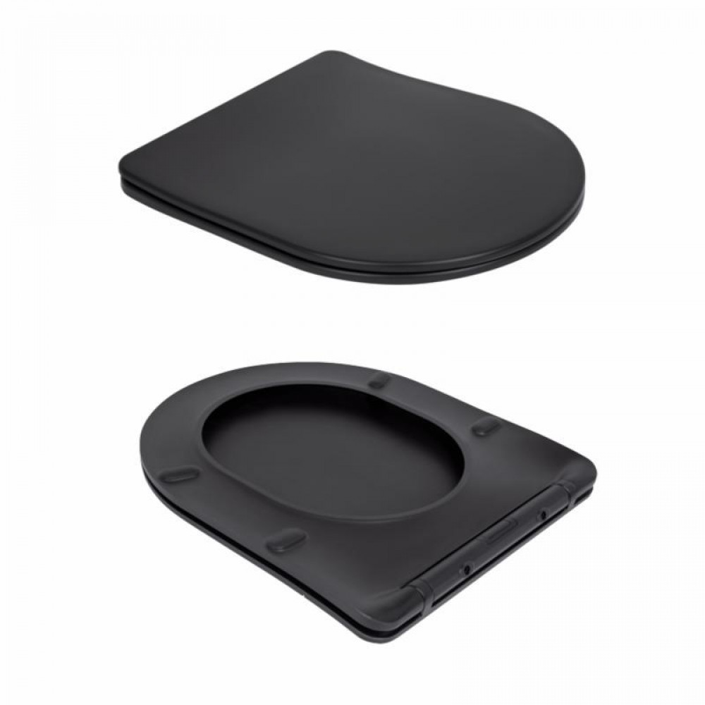 Унітаз підвісний Qtap Robin New Ultra Quiet безобідковий з сидінням Soft-close MATT BLACK QT13332381АSMB SD00052574