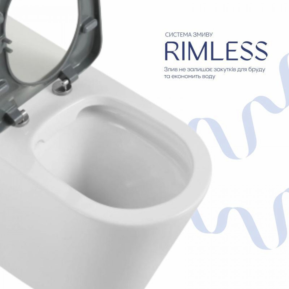 Унітаз підлоговий Qtap Freedom інклюзивний безбачковий Rimless безобідковий з сидінням Soft-close WHITE SD00052584