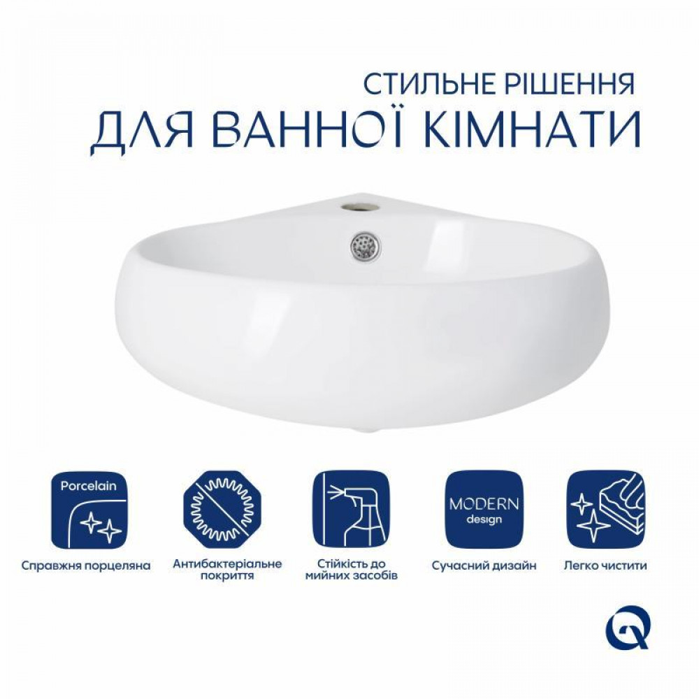 Раковина Qtap Leo 390x365x130 White QT11115010WN SD00052595