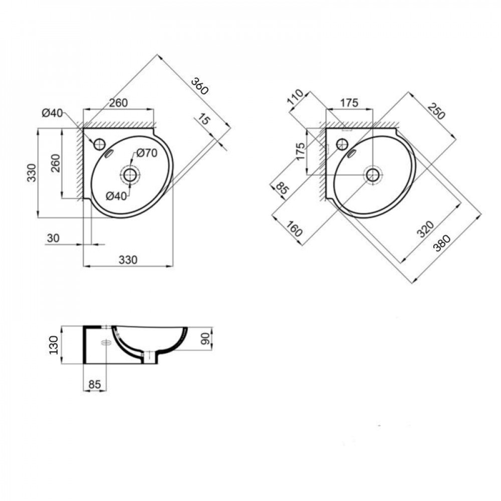 Раковина Qtap Leo 390x365x130 White QT11115010WN SD00052595