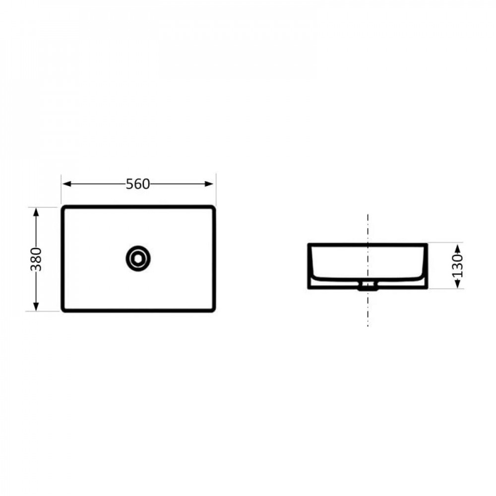Раковина накладная Qtap Virgo N прямоугольная без донного клапана WHITE QT18116308W SD00052613