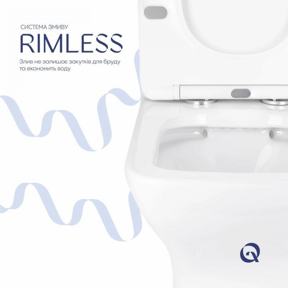 Напольный унитаз Qtap Aries Rimless безобедочный с сиденьем Soft-close WHITE QT03228302W SD00052628