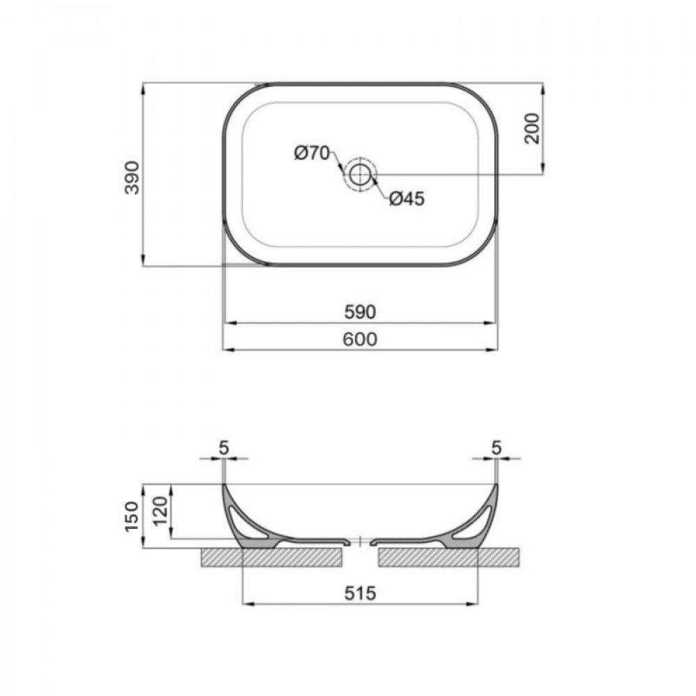 Раковина-чаша Qtap Robin 600x390x150 White QT13112143PW SD00052884