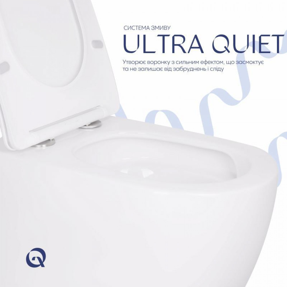 Унітаз підвісний Qtap Robin Ultra Quiet безобідковий з сідінням Soft-close 520x365x365 мм WHITE SD00052888