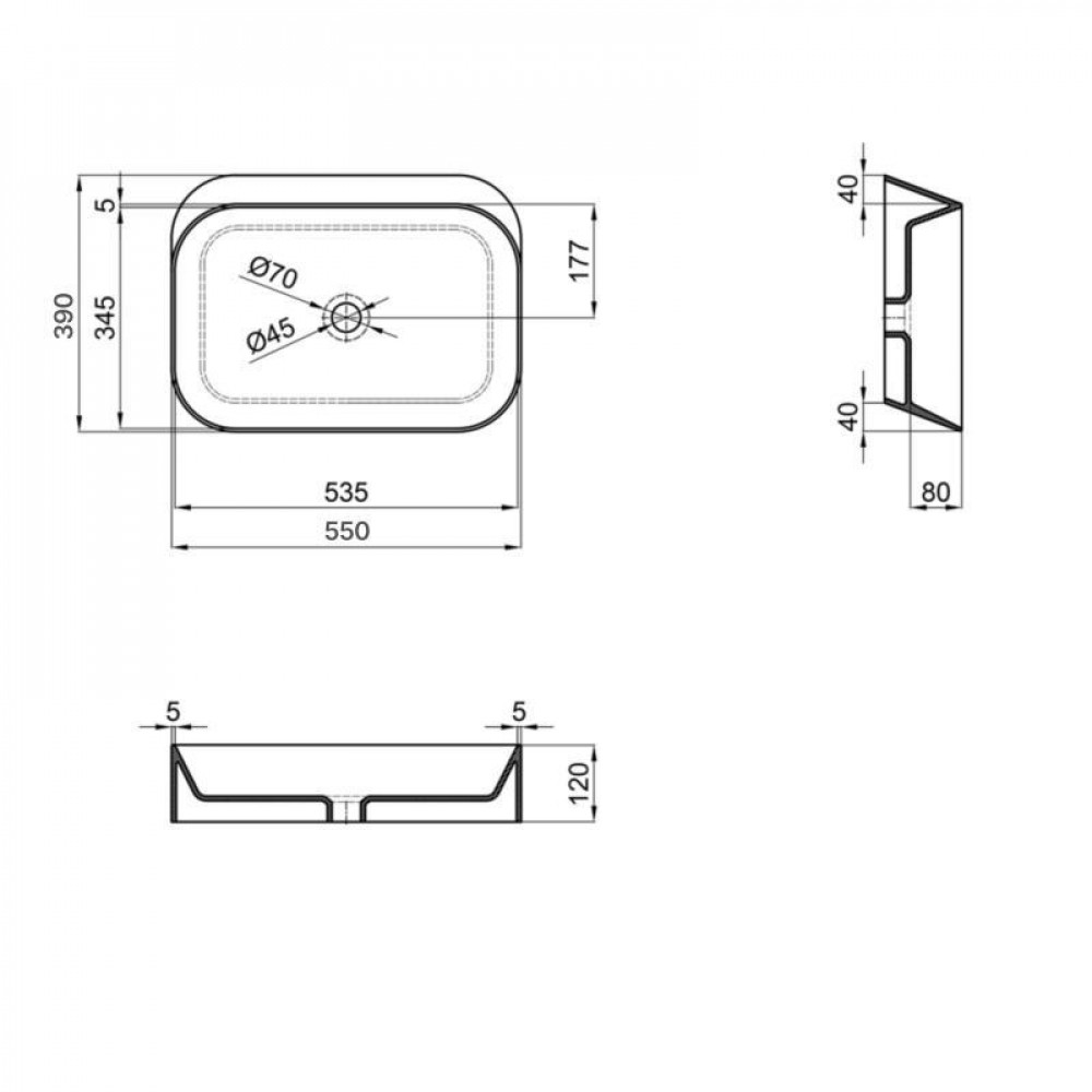 Раковина-чаша Qtap Scorpio 550х390х120 White QT14112243WN SD00052894