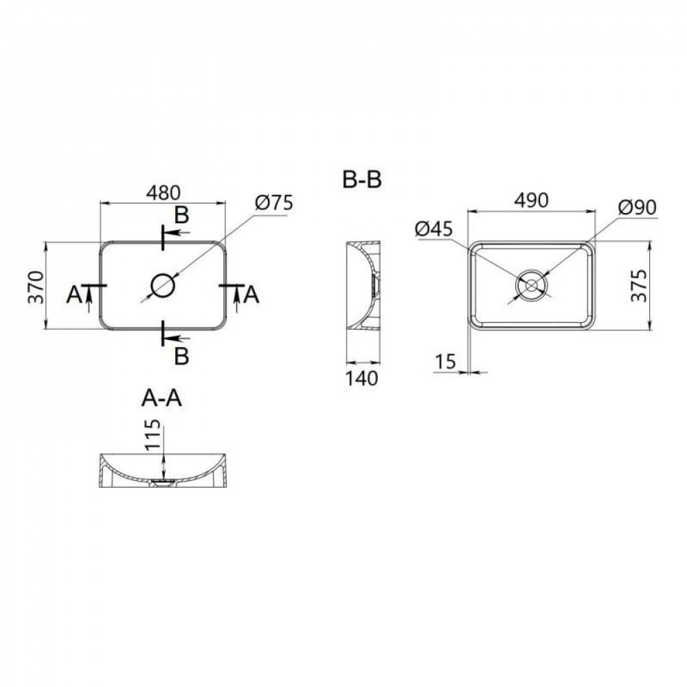 Раковина-чаша Qtap Tern 480х370х135 White QT17112074WN SD00052910