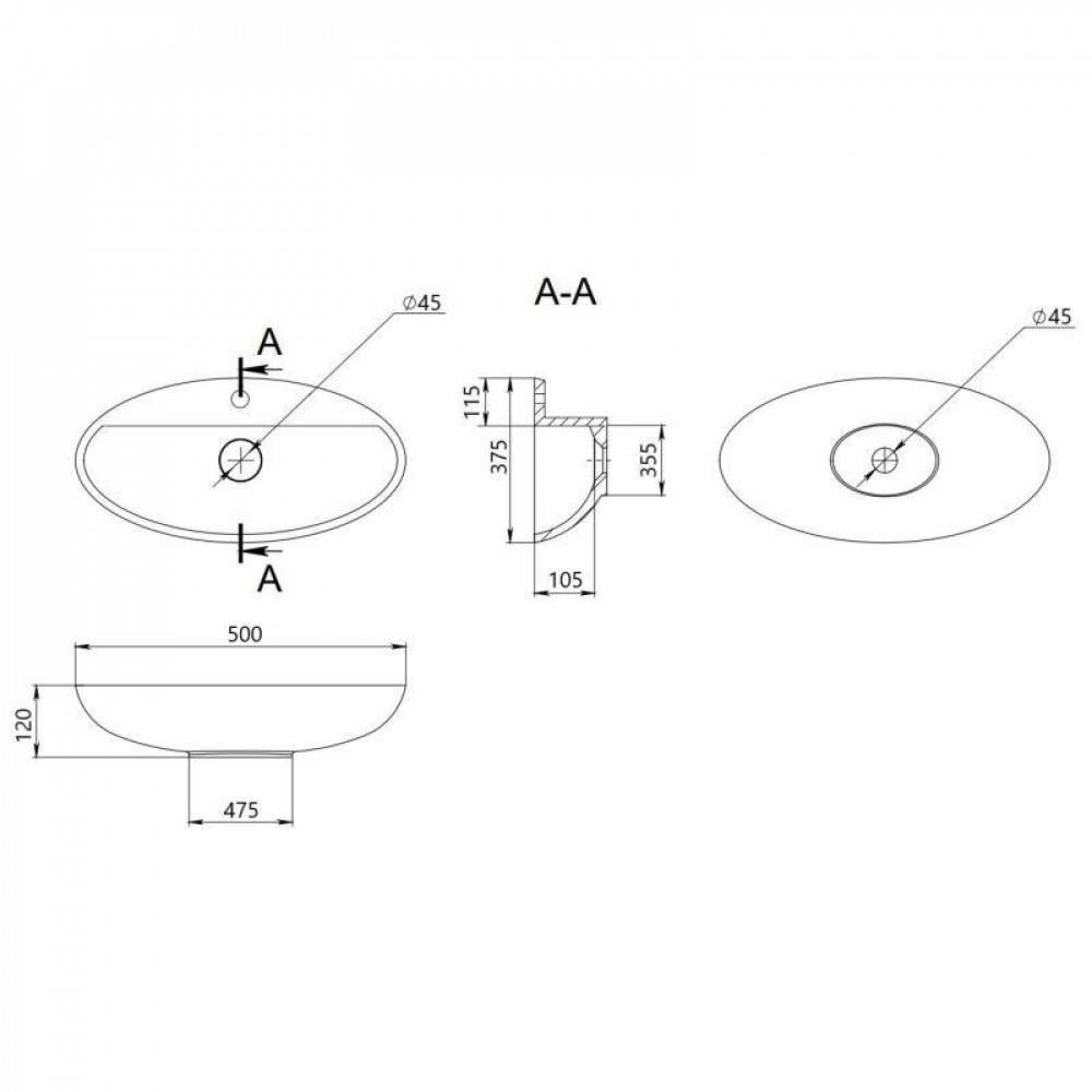 Раковина-чаша Qtap Scorpio 500x380x120 White QT14116533W SD00052913