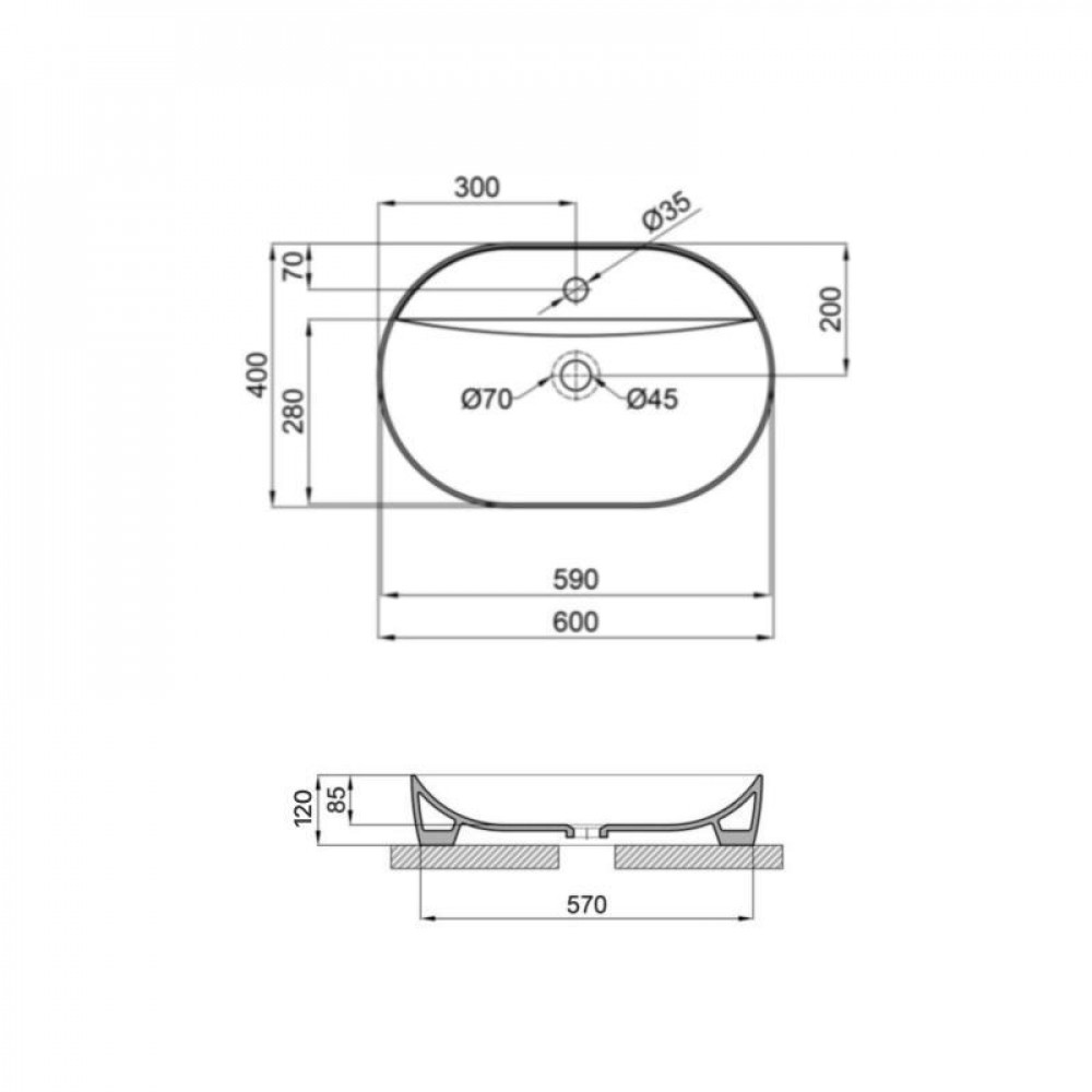 Раковина Qtap Scorpio 610x400x120 White QT14112203WN SD00052915