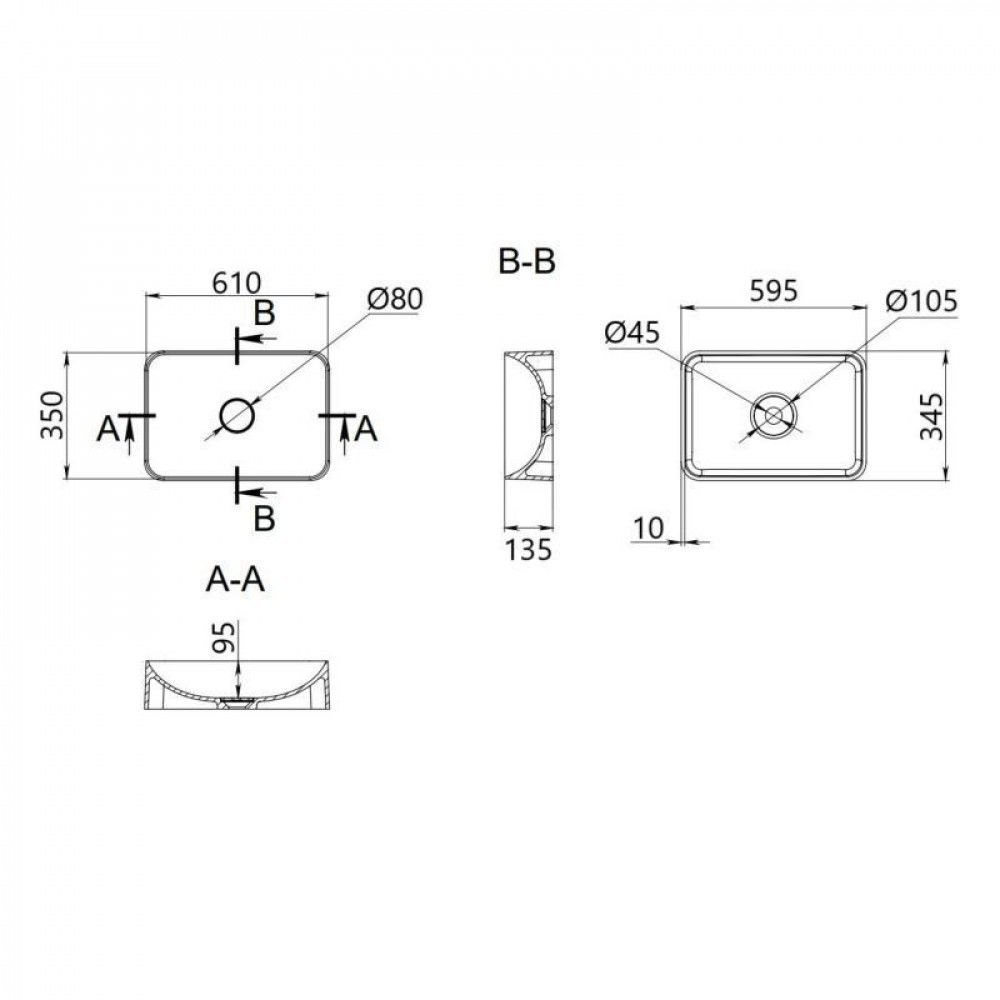Раковина-чаша Qtap Tern 605x350x140 White QT17112270WN SD00052922