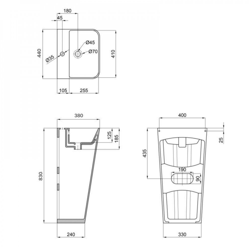 Раковина для підлоги моноблок Qtap Tern 440х380х830mm White QT1711G302WN SD00053088